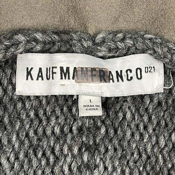 Kaufmanfranco Carbon Faux Fur Vest Knit Gray Boho Festival Sz L - Picture 8 of 13